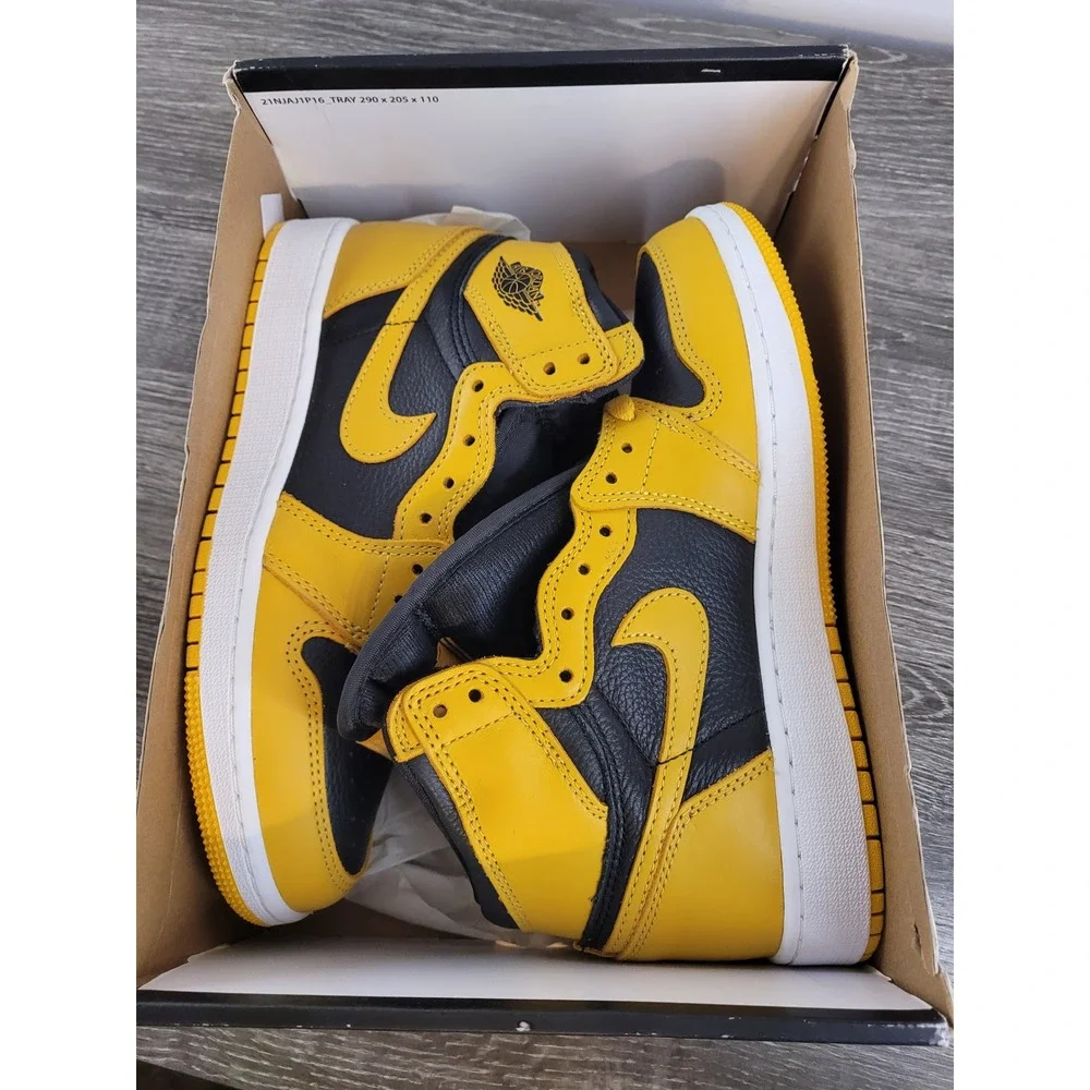 Nike Air Jordan 1 Retro High OG GS Pollen Yellow Black 575441-701 Size 5.5Y/ 7W